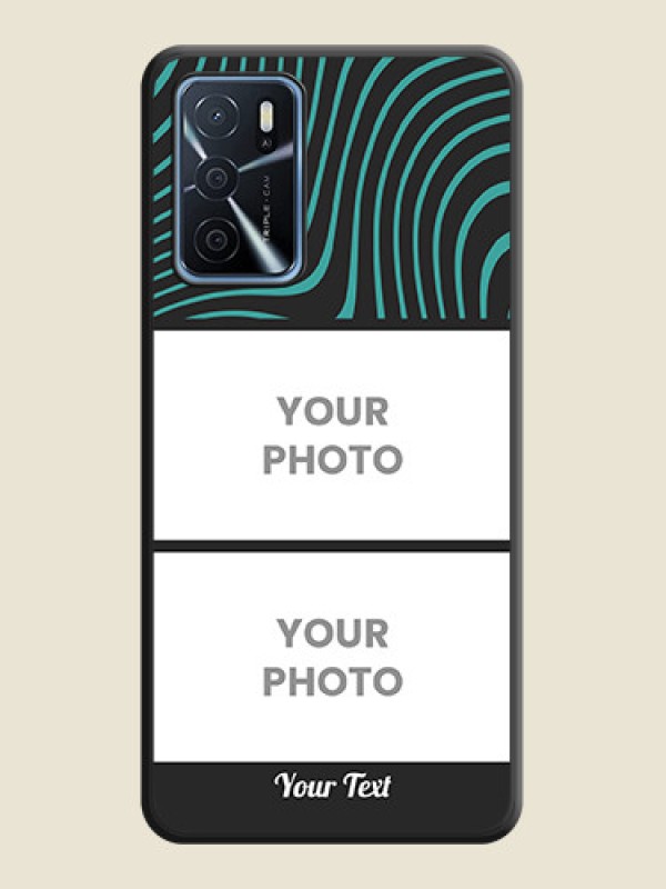 Custom Wave Pattern with 2 Image Holder on Space Black Personalized Soft Matte Phone Covers - Oppo A16 - alternate view
