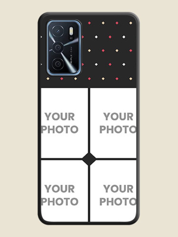 Custom Multicolor Dotted Pattern with 4 Image Holder on Space Black Custom Soft Matte Phone Cases - Oppo A16 - alternate view