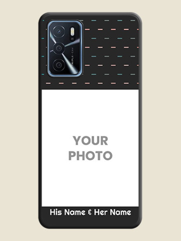 Custom Line Pattern Design with Text on Space Black Custom Soft Matte Phone Back Cover - Oppo A16 - alternate view