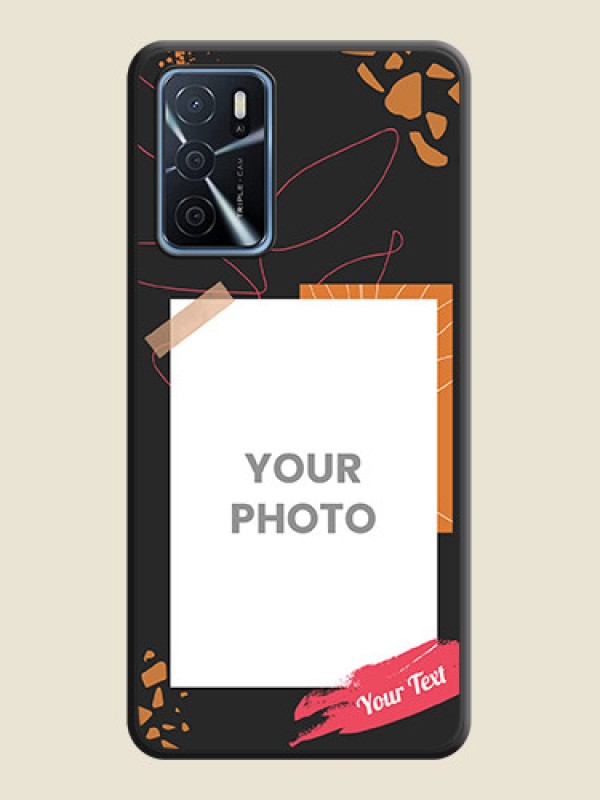 Custom Orange Photo Frame on Space Black Custom Soft Matte Phone Back Cover - Oppo A16 - alternate view