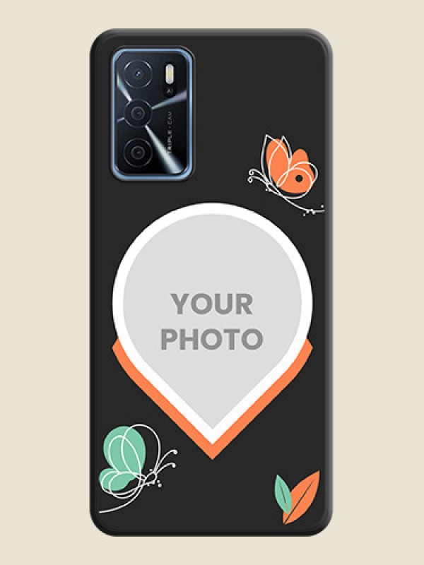 Custom Upload Pic With Simple Butterly Design On Space Black Personalized Soft Matte Phone Covers -Oppo A16 - alternate view