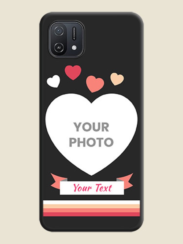 Custom Love Shaped Photo with Colorful Stripes on Personalised Space Black Soft Matte Cases - Oppo A16e - alternate view
