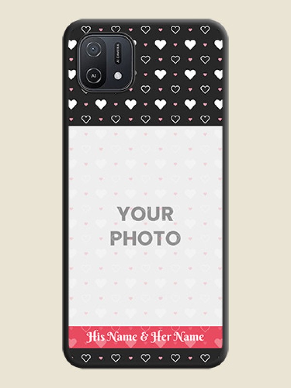 Custom White Color Love Symbols with Text Design on Photo on Space Black Soft Matte Phone Cover - Oppo A16e - alternate view