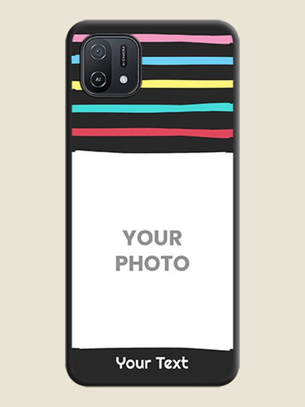 Custom Multicolor Lines with Image on Space Black Personalized Soft Matte Phone Covers - Oppo A16e - alternate view