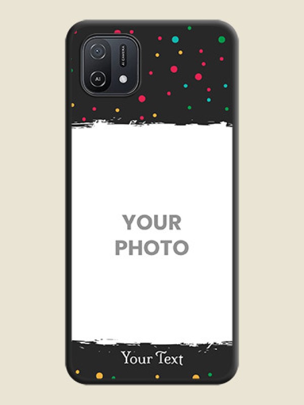 Custom Multicolor Dotted Pattern with Text on Space Black Custom Soft Matte Phone Back Cover - Oppo A16e - alternate view