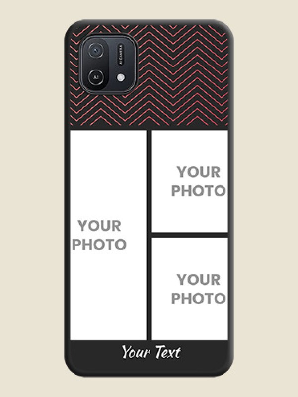 Custom Wave Pattern with 3 Image Holder on Space Black Custom Soft Matte Back Cover - Oppo A16e - alternate view