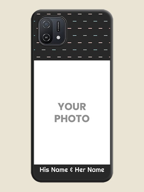 Custom Line Pattern Design with Text on Space Black Custom Soft Matte Phone Back Cover - Oppo A16e - alternate view