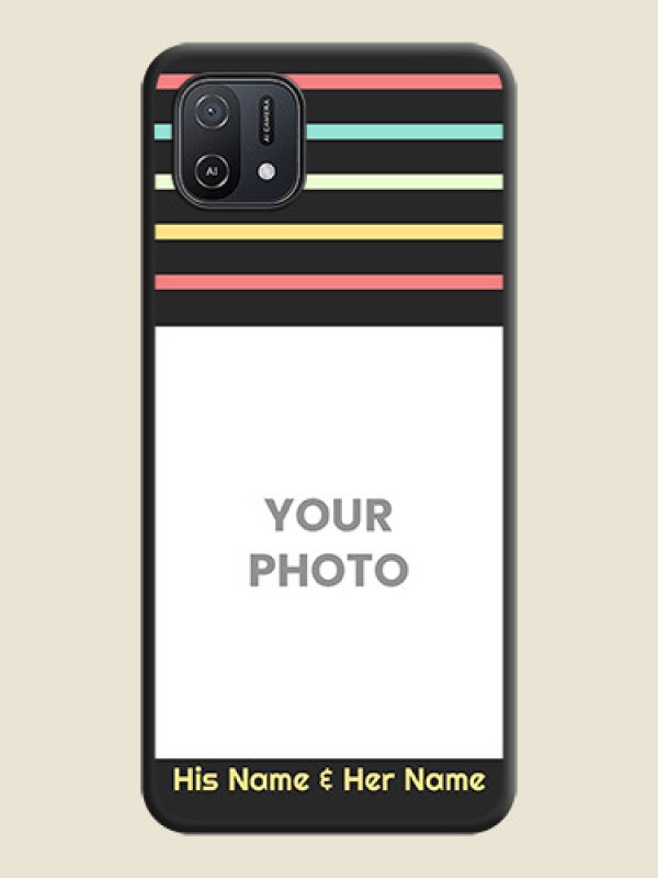 Custom Color Stripes with Photo and Text on Photo on Space Black Soft Matte Mobile Case - Oppo A16e - alternate view