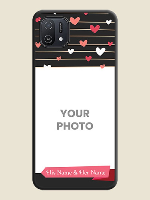 Custom Love Pattern with Name on Pink Ribbon  on Photo on Space Black Soft Matte Back Cover - Oppo A16K - alternate view
