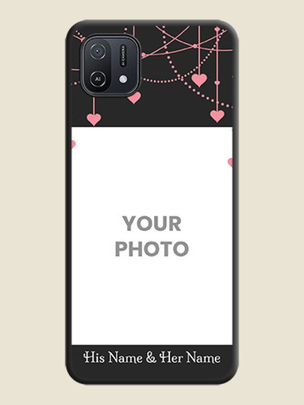 Custom Pink Love Hangings with Text on Space Black Custom Soft Matte Back Cover - Oppo A16K - alternate view