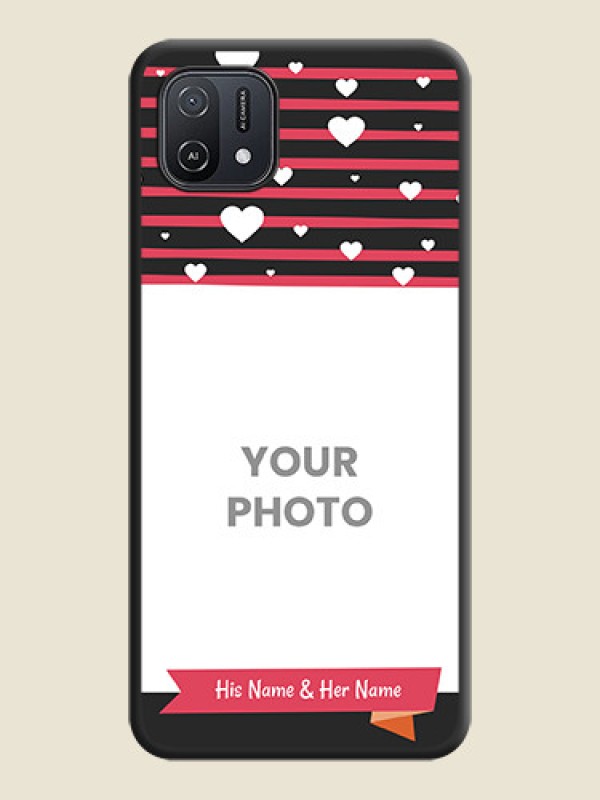 Custom White Color Love Symbols with Pink Lines Pattern on Space Black Custom Soft Matte Phone Cases - Oppo A16K - alternate view