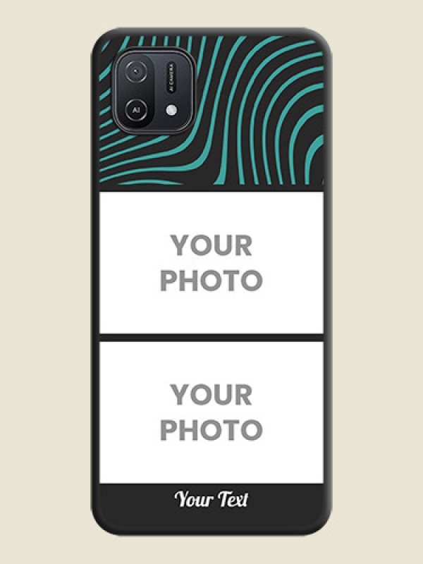 Custom Wave Pattern with 2 Image Holder on Space Black Personalized Soft Matte Phone Covers - Oppo A16K - alternate view