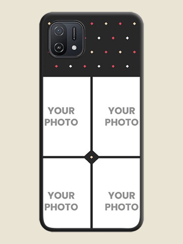 Custom Multicolor Dotted Pattern with 4 Image Holder on Space Black Custom Soft Matte Phone Cases - Oppo A16K - alternate view