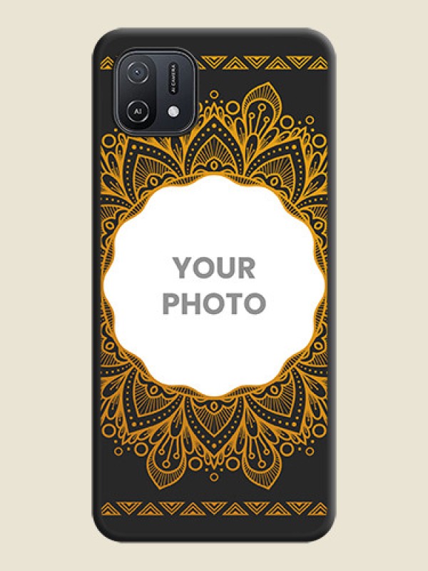 Custom Round Image with Floral Design on Photo on Space Black Soft Matte Mobile Cover - Oppo A16K - alternate view