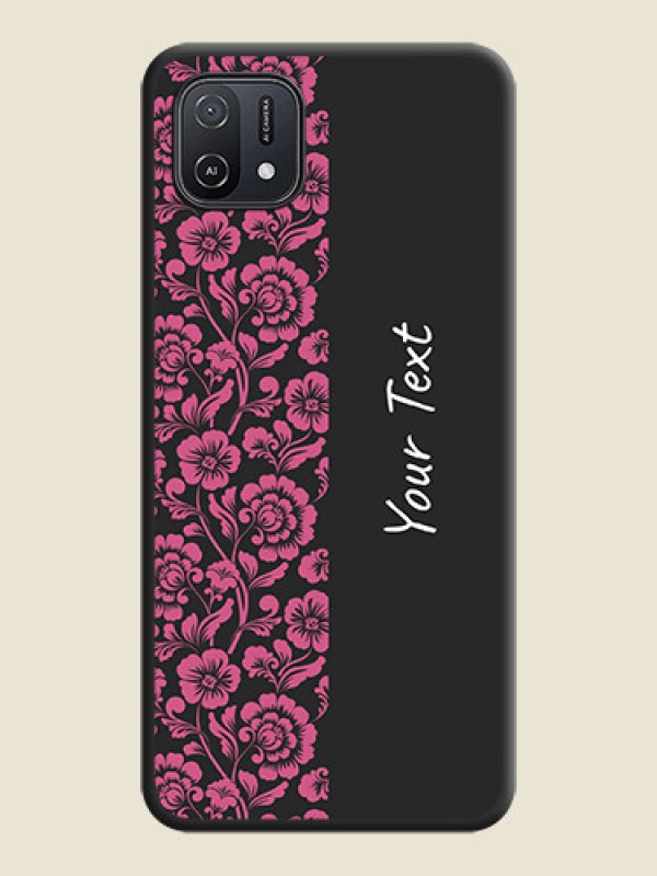 Custom Pink Floral Pattern Design With Custom Text On Space Black Personalized Soft Matte Phone Covers -Oppo A16K - alternate view