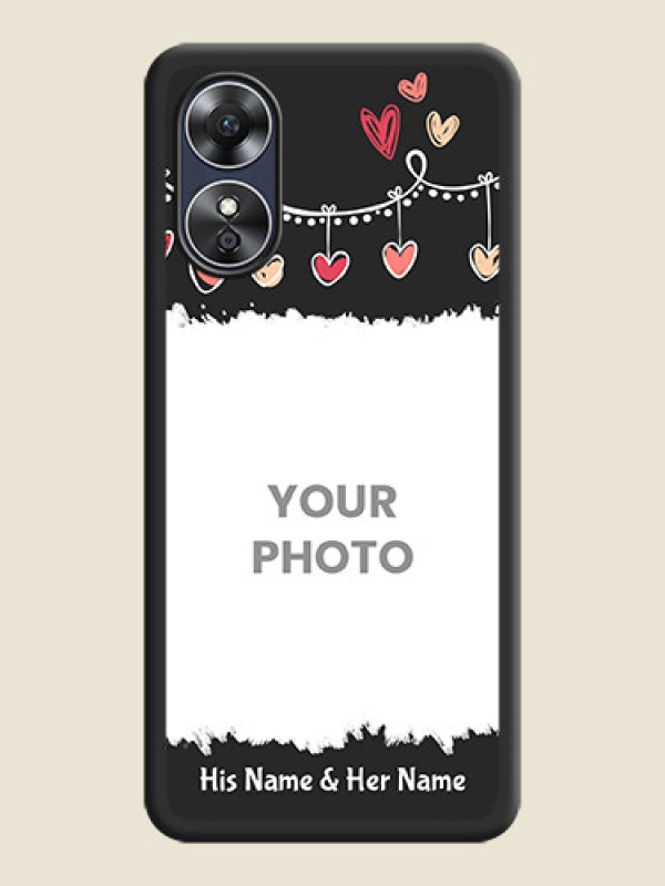Custom Pink Love Hangings with Name on Space Black Custom Soft Matte Phone Cases - Oppo A17 - alternate view
