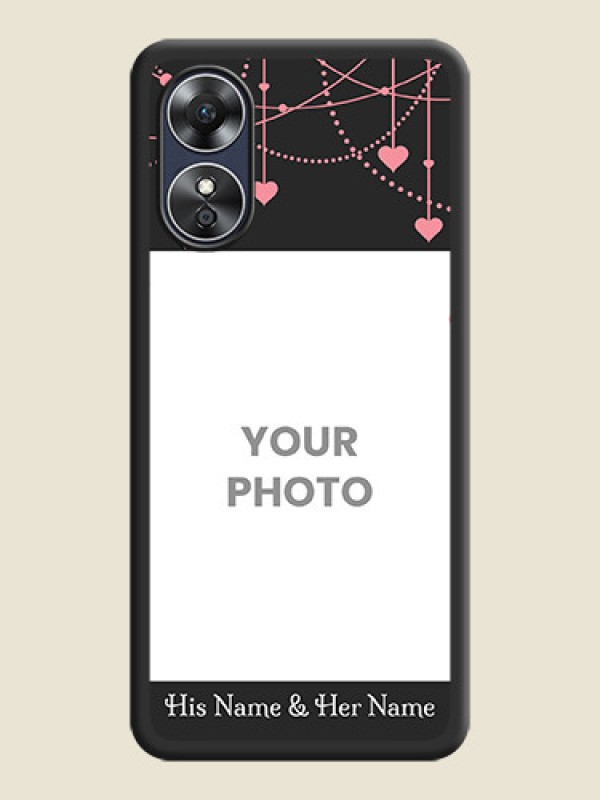 Custom Pink Love Hangings with Text on Space Black Custom Soft Matte Back Cover - Oppo A17 - alternate view