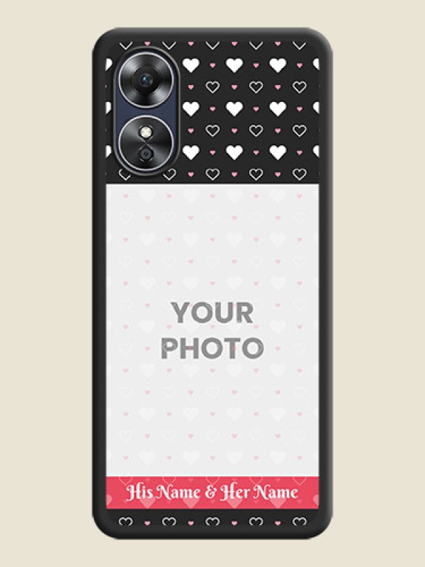 Custom White Color Love Symbols with Text Design on Photo on Space Black Soft Matte Phone Cover - Oppo A17 - alternate view