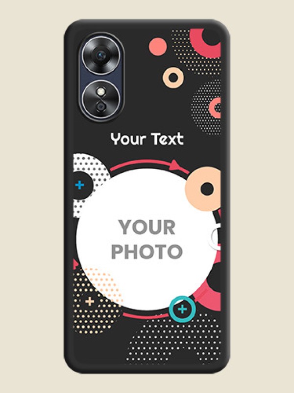 Custom Multicoloured Round Image on Personalised Space Black Soft Matte Cases - Oppo A17 - alternate view