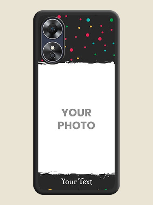Custom Multicolor Dotted Pattern with Text on Space Black Custom Soft Matte Phone Back Cover - Oppo A17 - alternate view