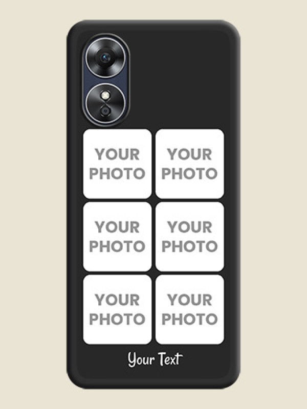 Custom Floral Art with 6 Image Holder on Photo on Space Black Soft Matte Mobile Case - Oppo A17 - alternate view