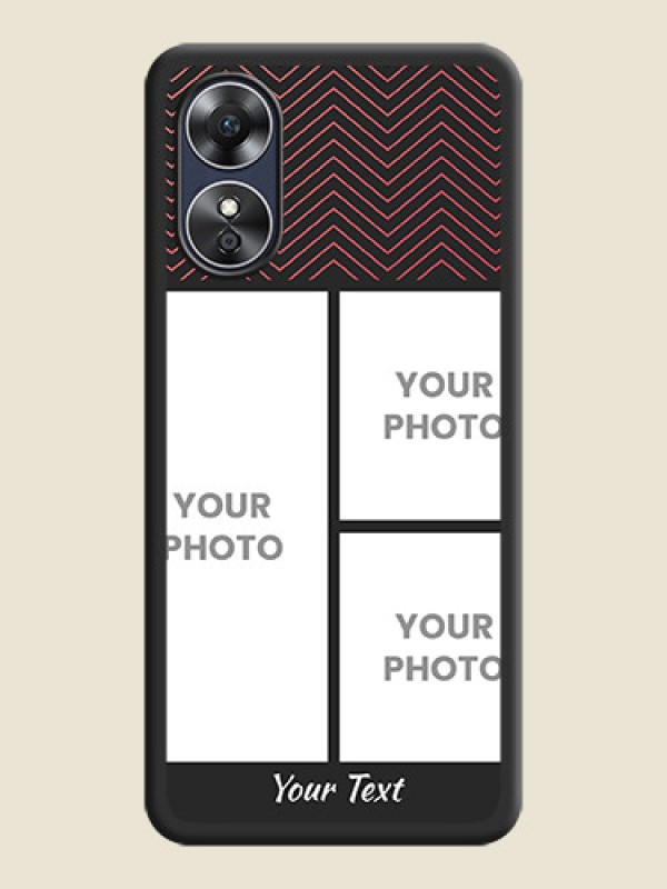 Custom Wave Pattern with 3 Image Holder on Space Black Custom Soft Matte Back Cover - Oppo A17 - alternate view