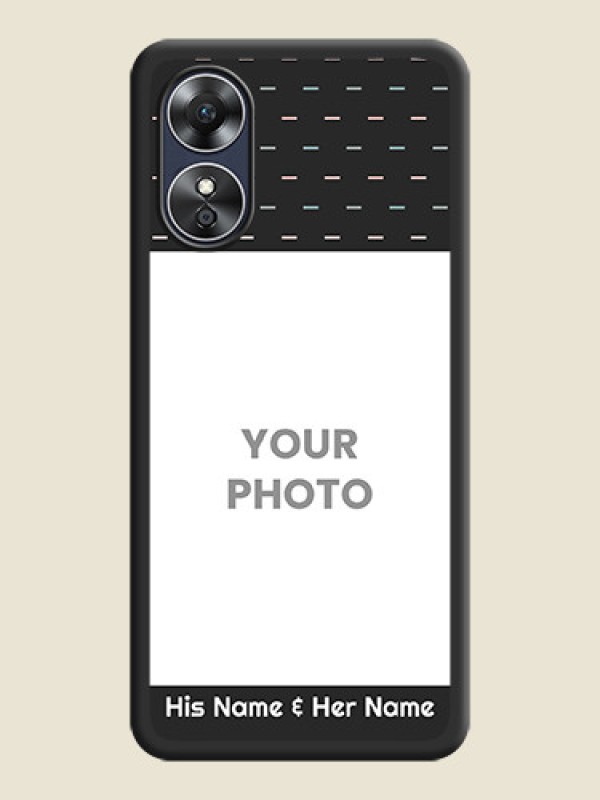 Custom Line Pattern Design with Text on Space Black Custom Soft Matte Phone Back Cover - Oppo A17 - alternate view