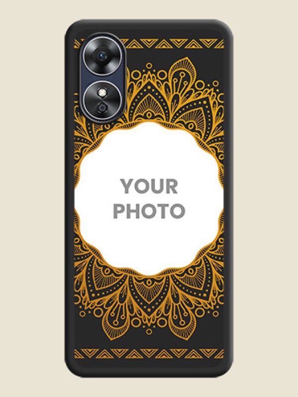 Custom Round Image with Floral Design on Photo on Space Black Soft Matte Mobile Cover - Oppo A17 - alternate view