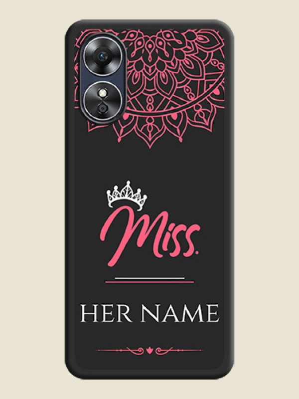 Custom Mrs Name with Floral Design on Space Black Personalized Soft Matte Phone Covers - Oppo A17 - alternate view
