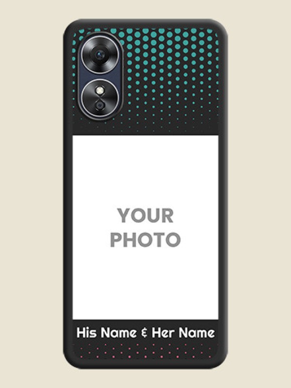 Custom Faded Dots with Grunge Photo Frame and Text on Space Black Custom Soft Matte Phone Cases - Oppo A17 - alternate view