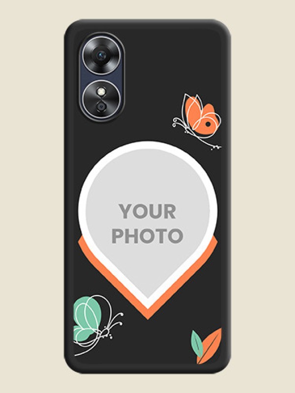 Custom Upload Pic With Simple Butterly Design On Space Black Personalized Soft Matte Phone Covers -Oppo A17 - alternate view