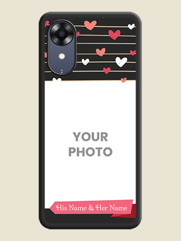 Custom Love Pattern with Name on Pink Ribbon  on Photo on Space Black Soft Matte Back Cover - Oppo A17k - alternate view
