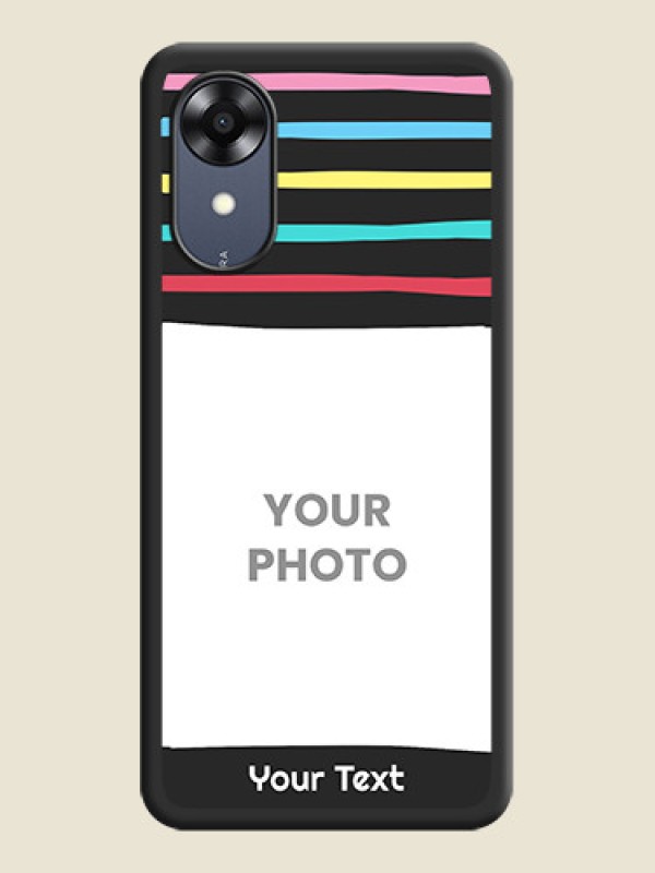 Custom Multicolor Lines with Image on Space Black Personalized Soft Matte Phone Covers - Oppo A17k - alternate view