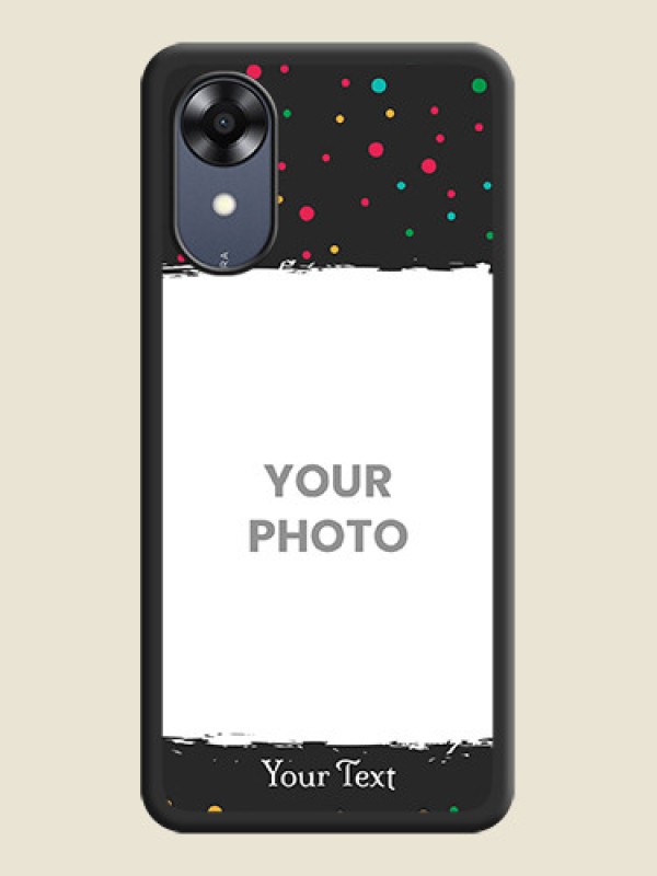 Custom Multicolor Dotted Pattern with Text on Space Black Custom Soft Matte Phone Back Cover - Oppo A17k - alternate view