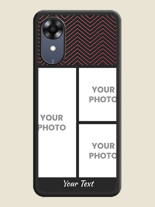 Custom Wave Pattern with 3 Image Holder on Space Black Custom Soft Matte Back Cover - Oppo A17k - alternate view