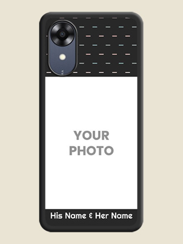 Custom Line Pattern Design with Text on Space Black Custom Soft Matte Phone Back Cover - Oppo A17k - alternate view