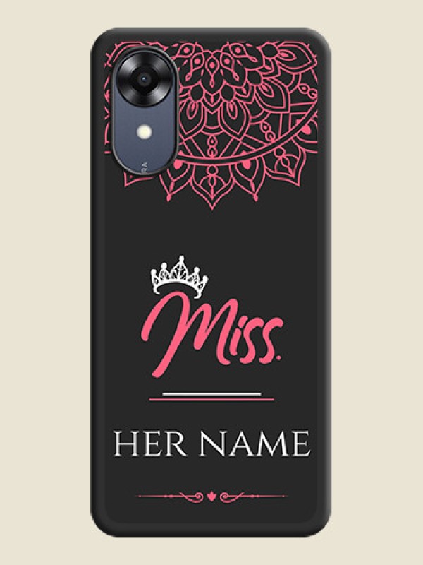 Custom Mrs Name with Floral Design on Space Black Personalized Soft Matte Phone Covers - Oppo A17k - alternate view