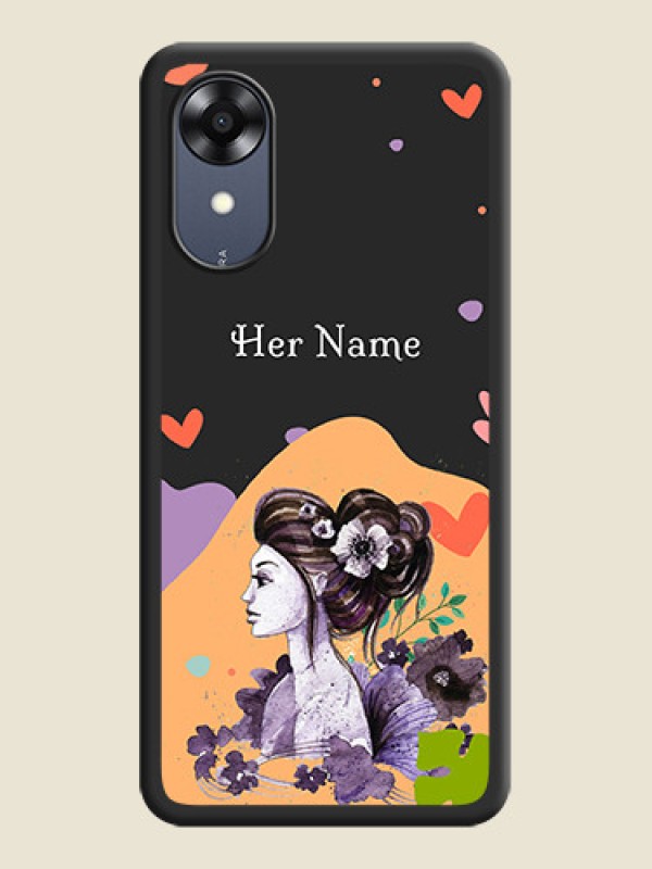 Custom Namecase For Her With Fancy Lady Image On Space Black Personalized Soft Matte Phone Covers -Oppo A17K - alternate view