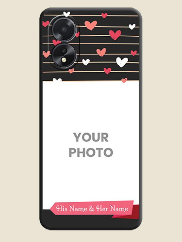 Custom Love Pattern with Name on Pink Ribbon - Photo on Space Black Soft Matte Back Cover - Oppo A18 - alternate view