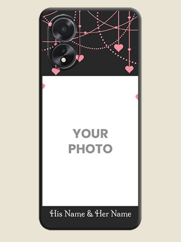 Custom Pink Love Hangings with Text on Space Black Custom Soft Matte Back Cover - Oppo A18 - alternate view
