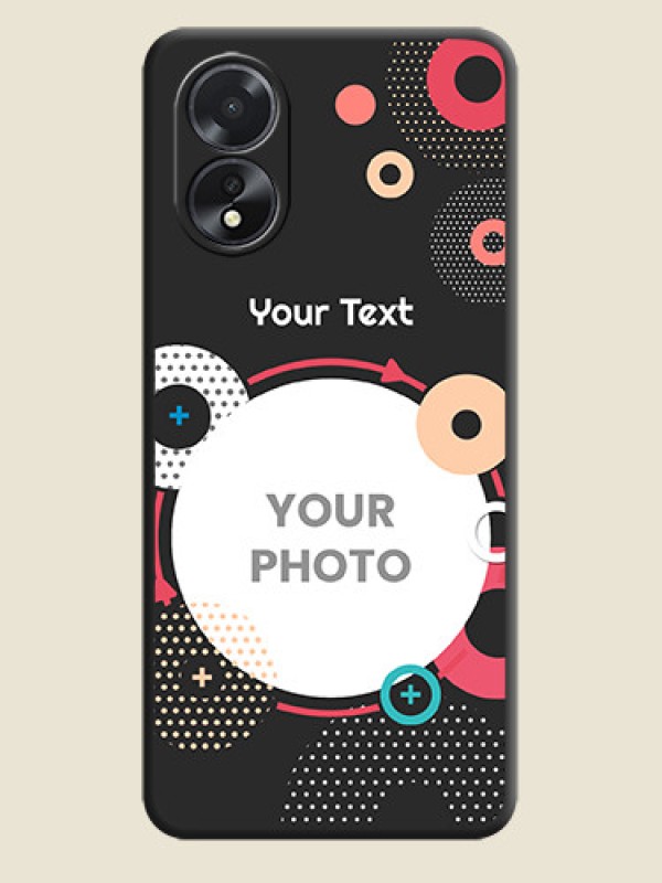 Custom Multicoloured Round Image on Personalised Space Black Soft Matte Cases - Oppo A18 - alternate view