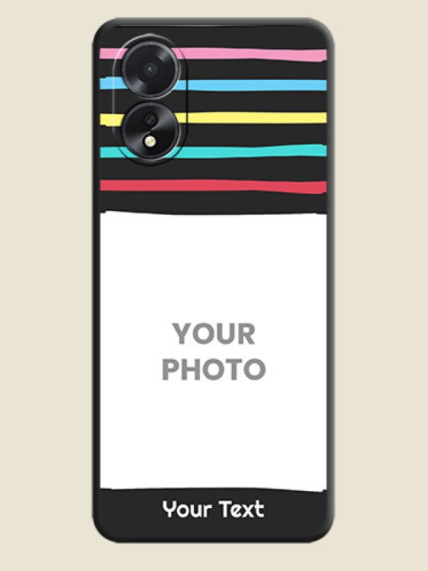 Custom Multicolor Lines with Image on Space Black Personalized Soft Matte Phone Covers - Oppo A18 - alternate view