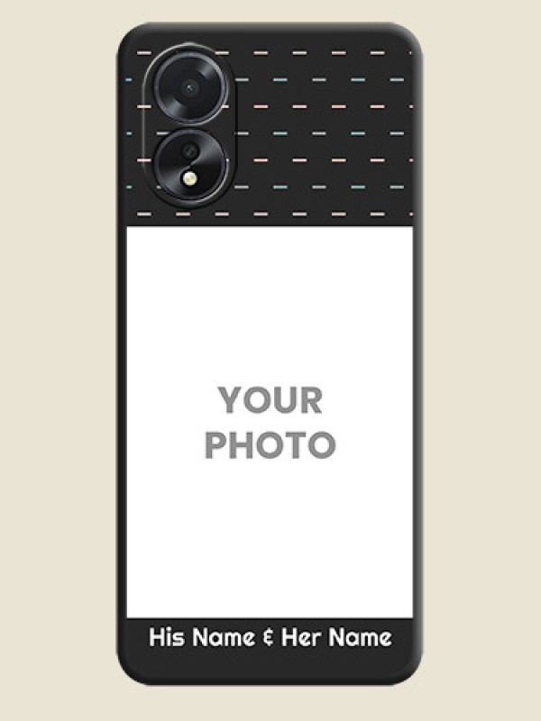 Custom Line Pattern Design with Text on Space Black Custom Soft Matte Phone Back Cover - Oppo A18 - alternate view
