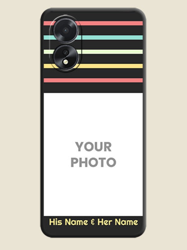 Custom Color Stripes with Photo and Text - Photo on Space Black Soft Matte Mobile Case - Oppo A18 - alternate view