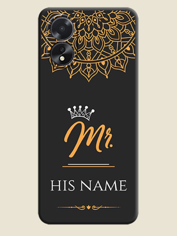 Custom Mr Name with Floral Design on Personalised Space Black Soft Matte Cases - Oppo A18 - alternate view