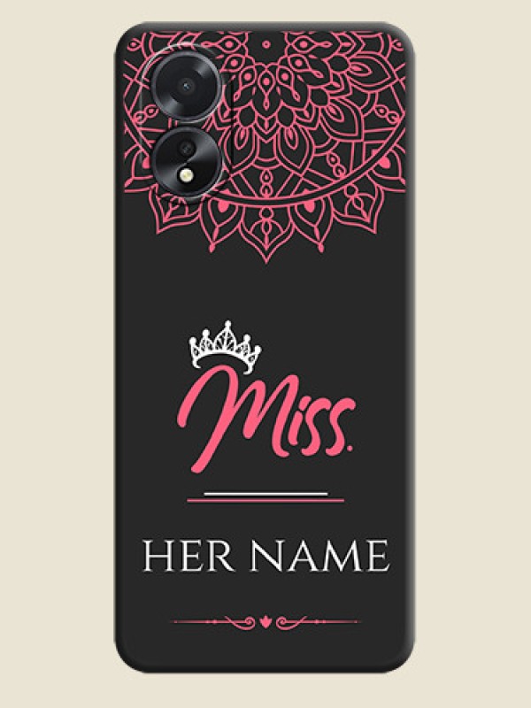 Custom Mrs Name with Floral Design on Space Black Personalized Soft Matte Phone Covers - Oppo A18 - alternate view