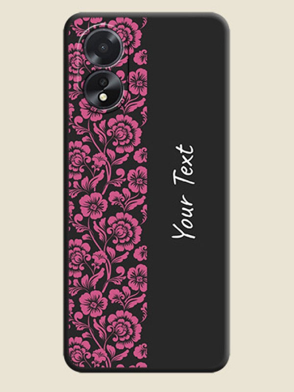 Custom Pink Floral Pattern Design With Custom Text On Space Black Personalized Soft Matte Phone Covers - Oppo A18 - alternate view