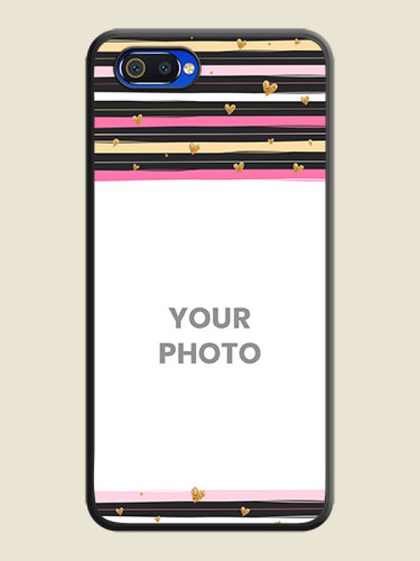 Custom Multicolor Lines and Golden Love Symbols Design on Photo on Space Black Soft Matte Mobile Cover - Oppo A1k - alternate view