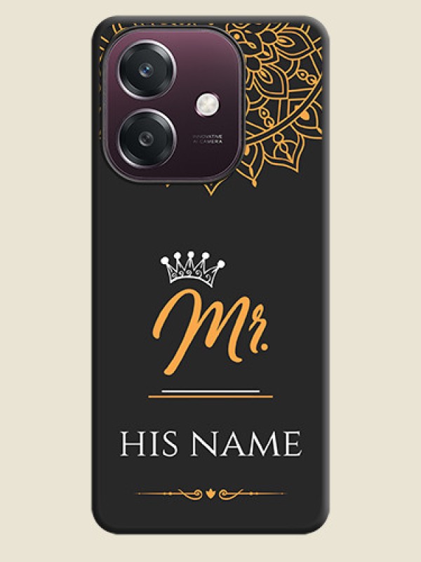 Custom Mr Name with Floral Design On Space Black Custom Soft Matte Mobile Back Cover - Oppo A3 5G - alternate view