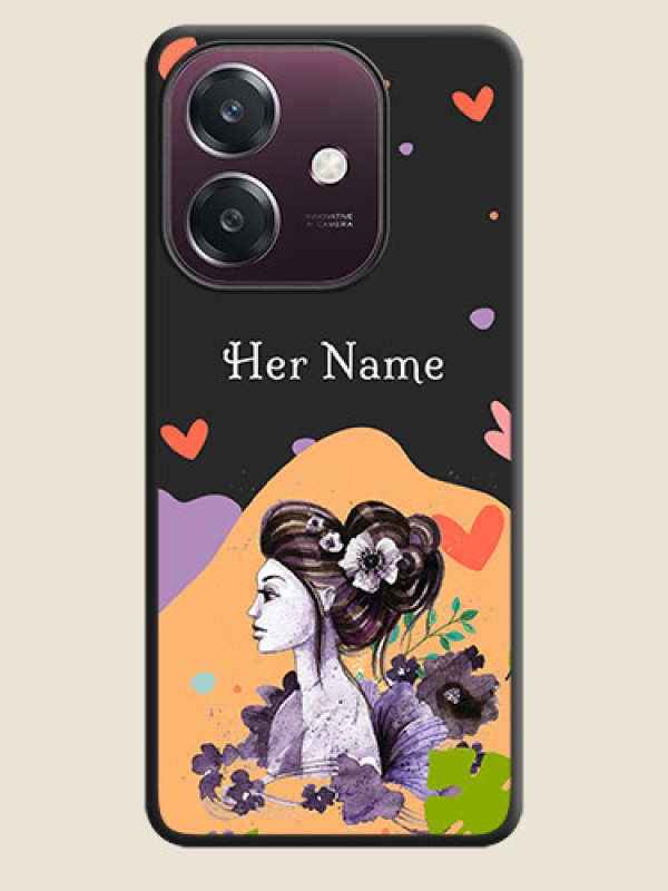 Custom Namecase For Her With Fancy Lady Image On Space Black Custom Soft Matte Mobile Back Cover - Oppo A3 5G - alternate view